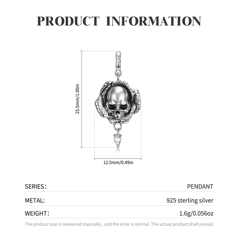 Sotiya Skull Flower Necklace Sterling Silver-Sotiya