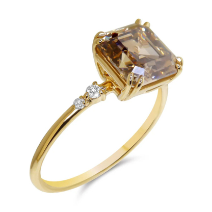 Sotiya Sidestone Coffee Asscher Cut Engagement Ring Sterling Silver-Sotiya