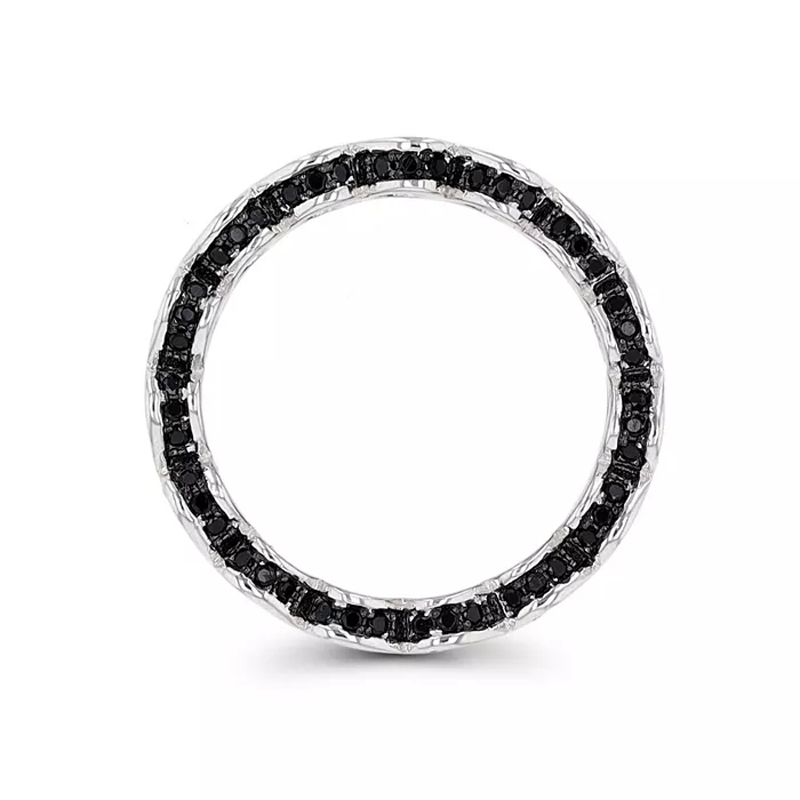 Sotiya Black Spinel Pave Hearts Eternity Ring Sterling Silve-Sotiya