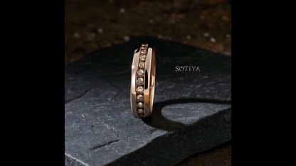 Sotiya Fancy Round Cut Coffee Men's Wedding Ring Eternity Band 14k Rose Gold Sterling Silver