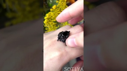 Sotiya Vintage Gothic Bat Coffin Cut Wedding Bridal Ring Set Sterling Silver