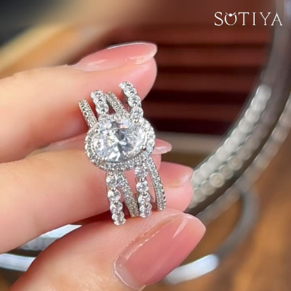 Sotiya Split Shank Halo Oval Cut Engagement Ring Sterling Silver