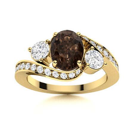 Sotiya Bypass Three Stone Coffee Oval Cut Engagement Ring Sterling Silver-Sotiya