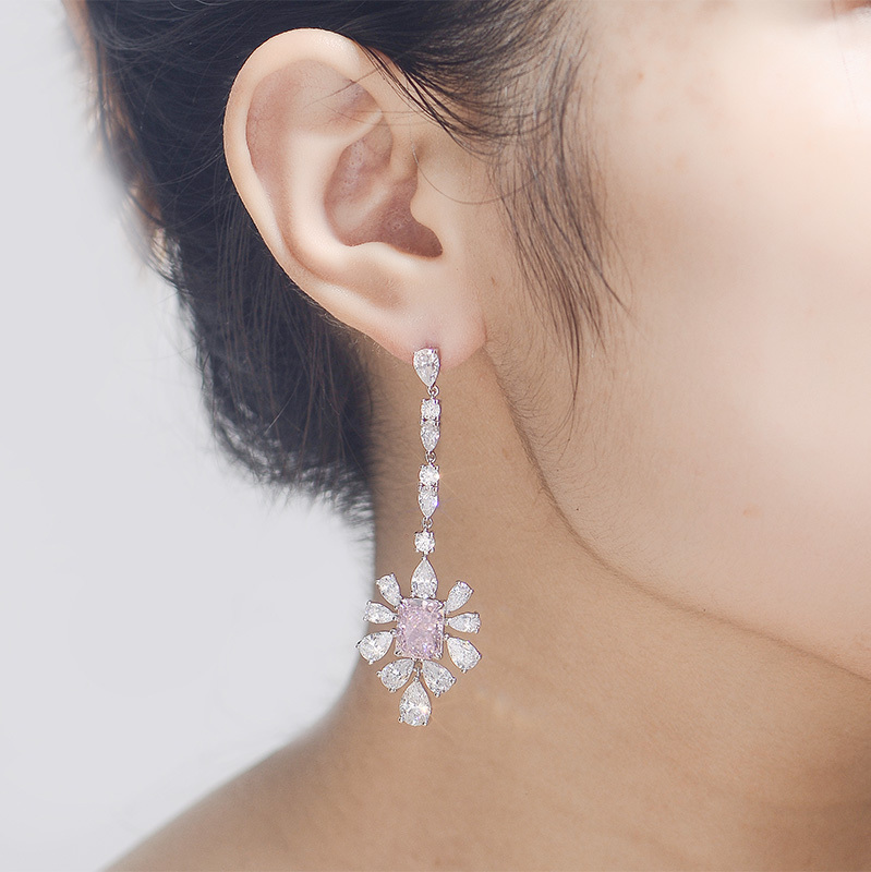 Sotiya Radiant Cut Snowflake Cluster Chandelier Earrings High-carbon Zircon Sterling Silver-Sotiya