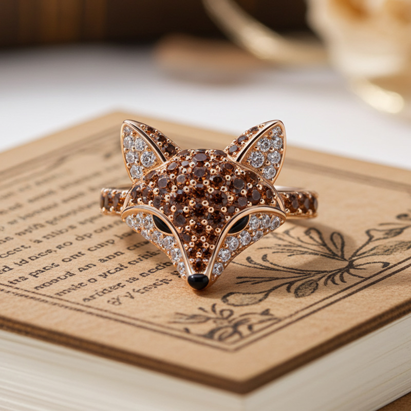 Sotiya Animal City Fox Design Coffee Cocktail Ring-Sotiya