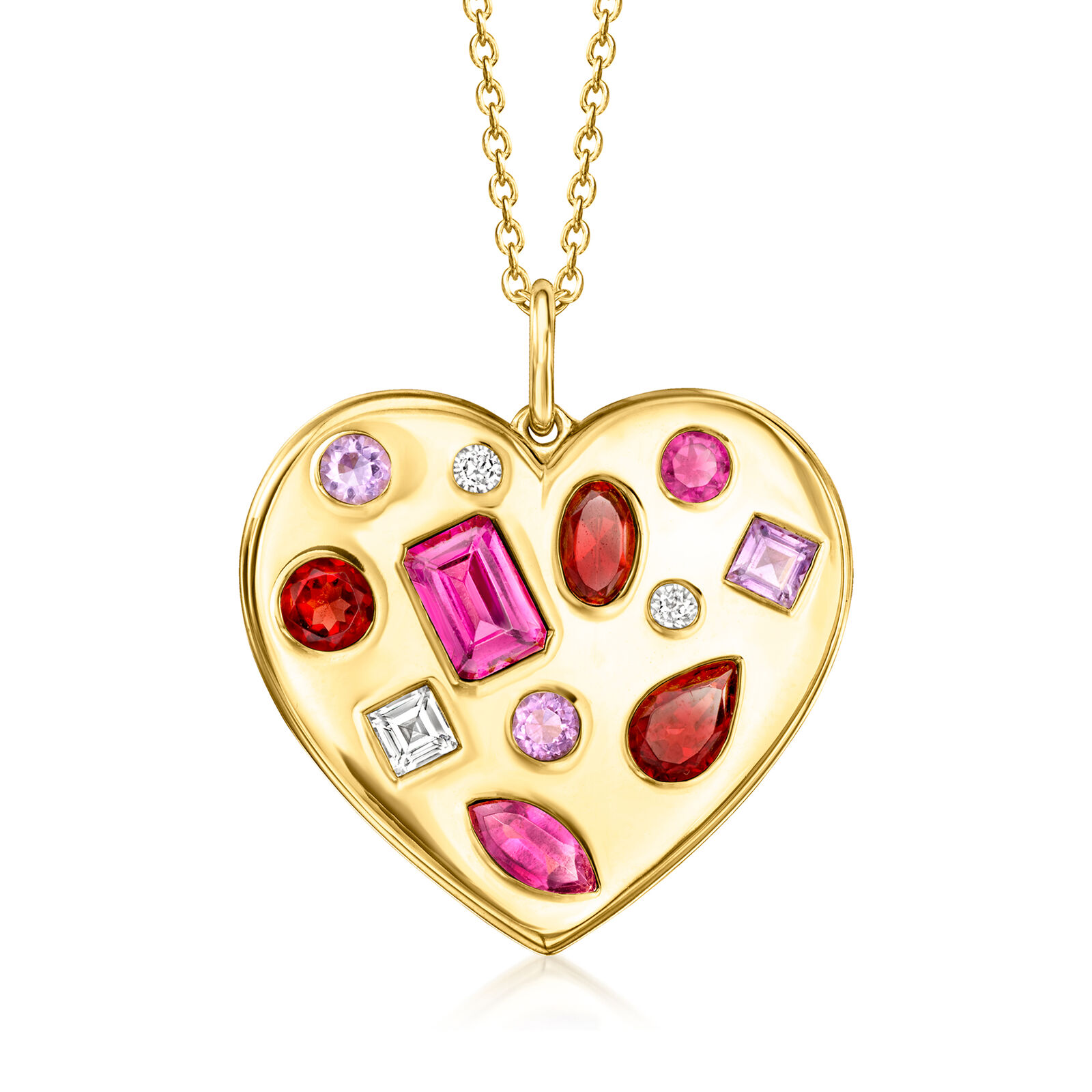 Sotiya Multi-Gemstone Heart Pendant Necklace Sterling Silver-Sotiya
