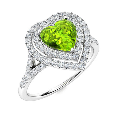 Sotiya Customizable 12 Birthstone Double Halo Heart Cut Engagement Ring Sterling Silver