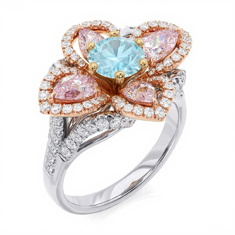 Sotiya Four Leaf Clover Round Cut Engagement Ring Sterling Silver-Sotiya