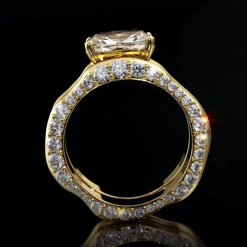 Sotiya East West Rec Cushion Cut Bridal Wedding Ring Set Sterling Silver-Sotiya