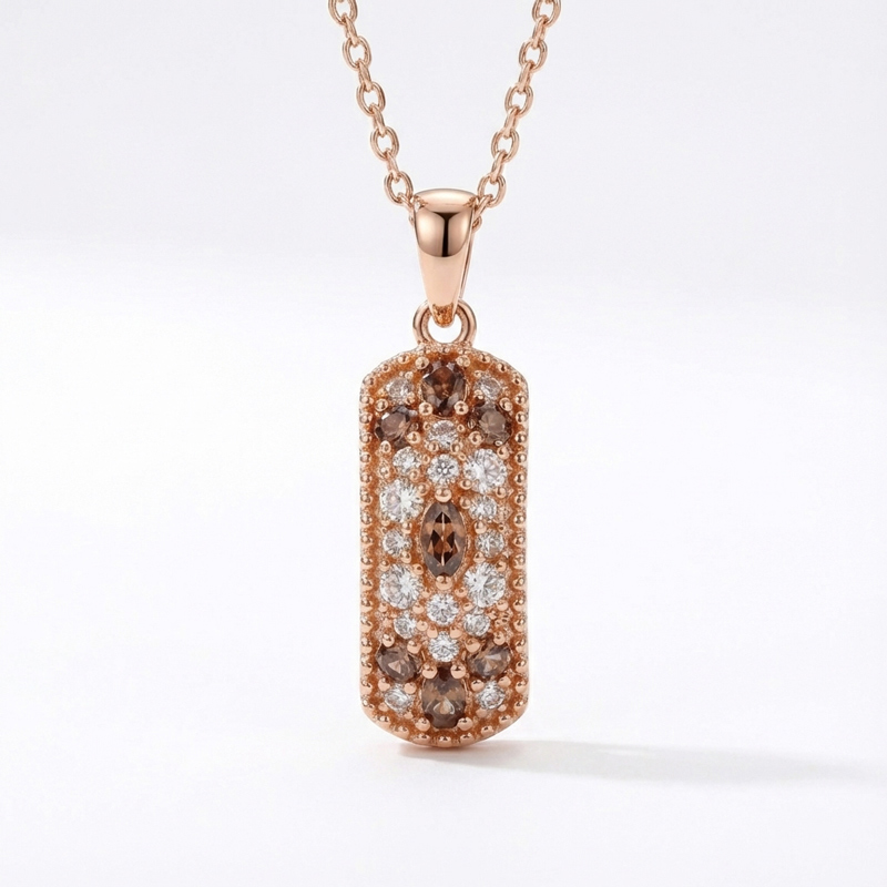 Sotiya Marquise and Round Cut Coffee Necklace Sterling Silver-Sotiya