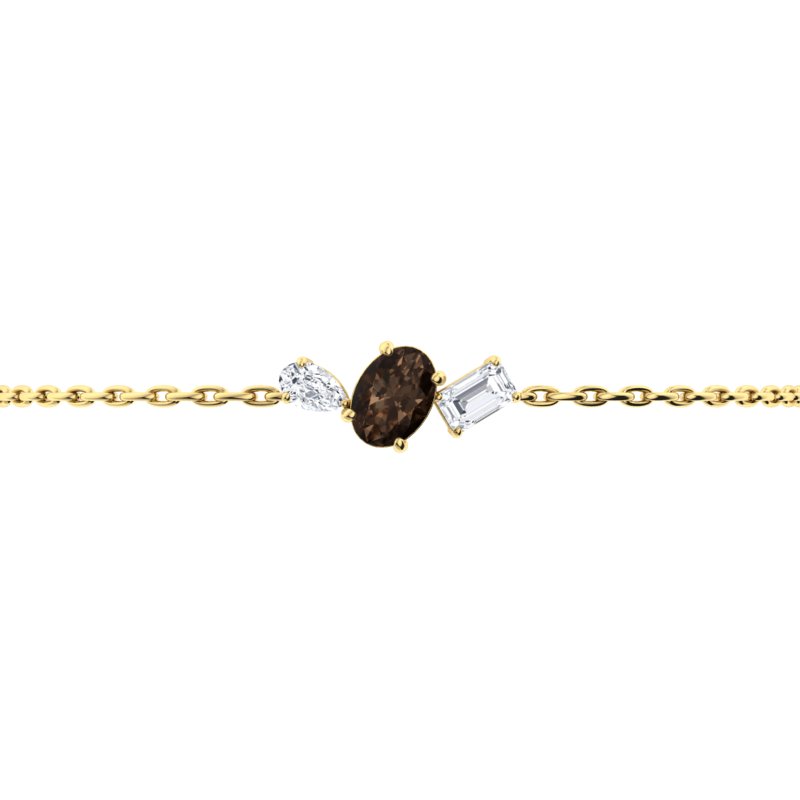 Sotiya Toi et Moi Coffee Oval, Pear and Emarald Cut Three Stone Bracelet Sterling Silver-Sotiya