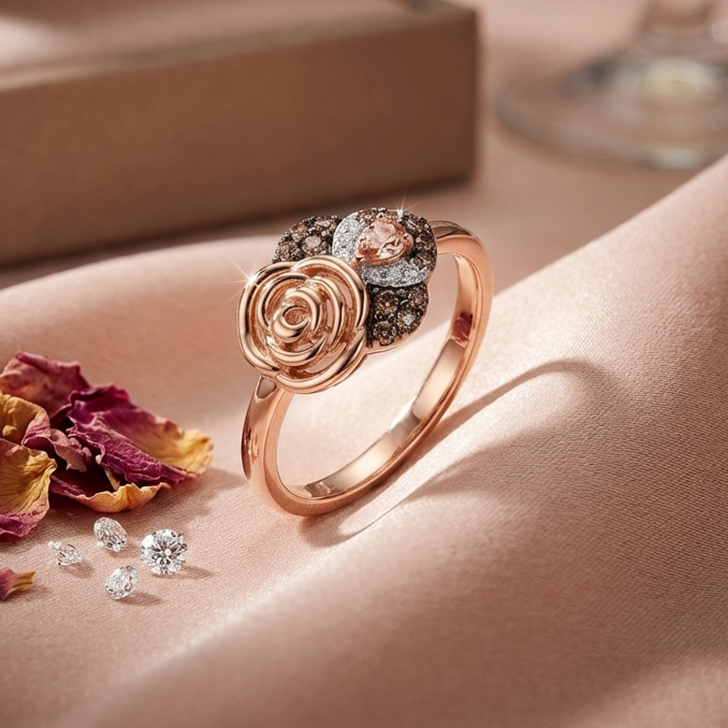 Sotiya Rose Synthetic Morganite Pear Cut Coffee Cocktail Ring Sterling Silver-Sotiya