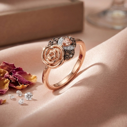 Sotiya Rose Synthetic Morganite Pear Cut Coffee Cocktail Ring Sterling Silver-Sotiya