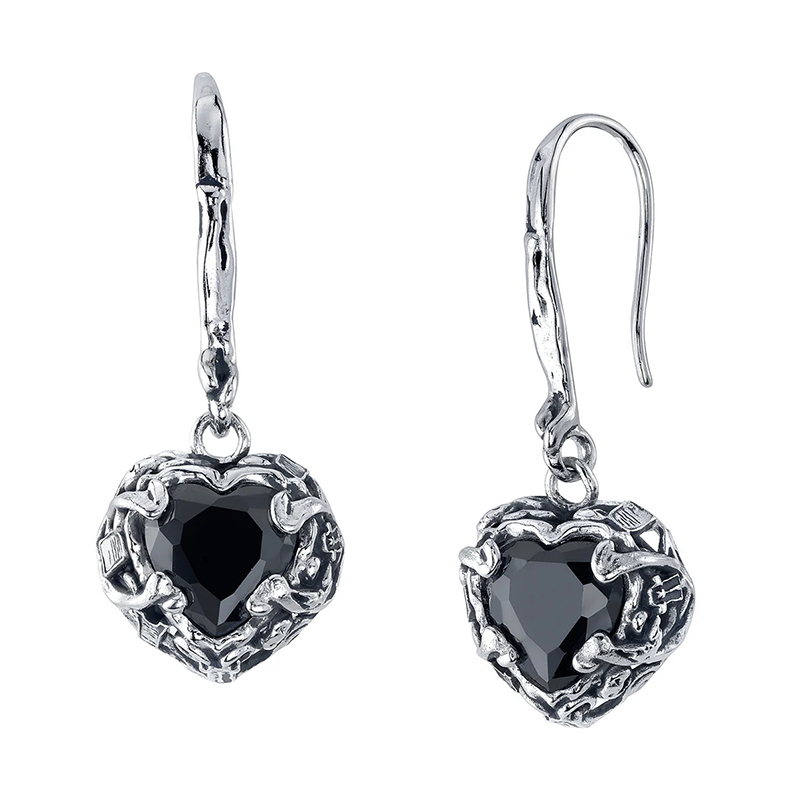Sotiya Best Buds Skull Heart Cut Drop Earrings Sterling Silver-Sotiya