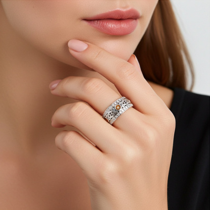 Sotiya Vintage Celtic Knot Round Cut Coffee Unisex Eternity Ring Sterling Silver