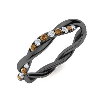 Sotiya Intertwined Vines Round Cut Coffee Eternity Ring Sterling Silver-Sotiya