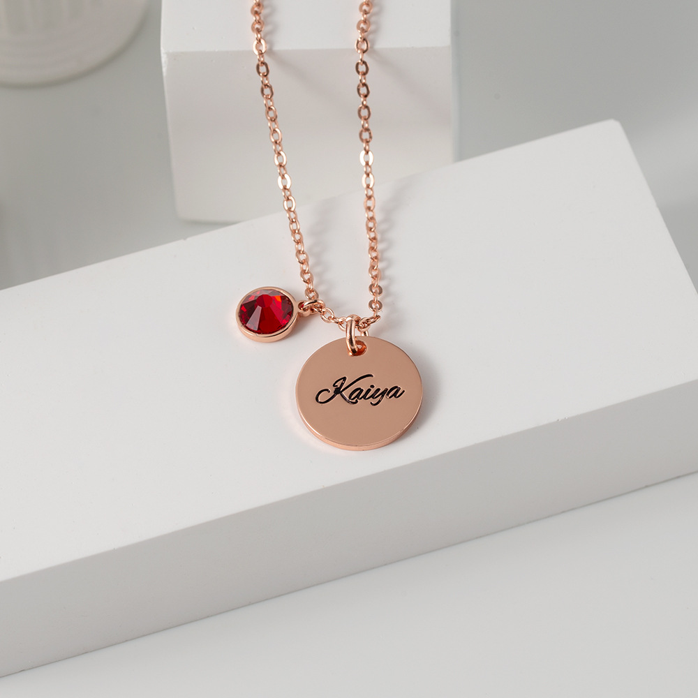 Sotiya 12 Birthstones Personalized Name Tag Necklace Sterling Silver-Sotiya