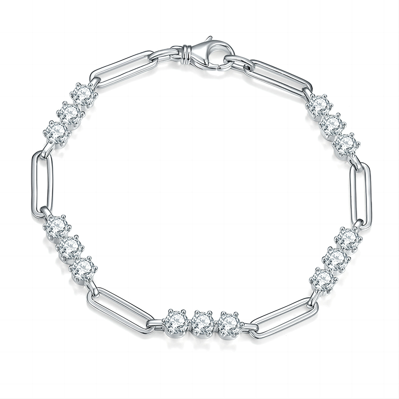 Sotiya Scattered Design Round Cut Moissanite Tennis Bracelet Sterling Silver-Sotiya