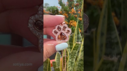 Sotiya Pet Cat Dog Paw Halo Coffee Heart Cut Pendant Necklace Sterling Silver