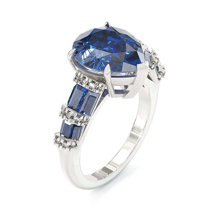 Sotiya Pear Cut Coffee Engagement Ring Sterling Silver-Sotiya