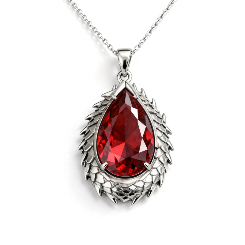 Sotiya Duskendale Dragon Queen Pear Cut Necklace Sterling Silver-Sotiya