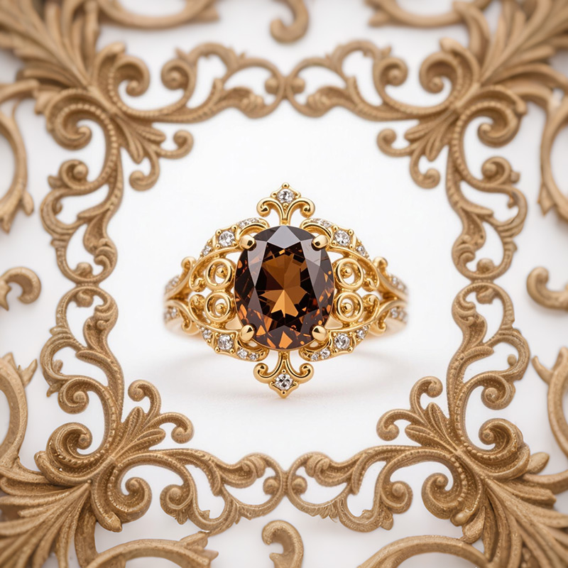 Sotiya Rococo Oval Cut Coffee Engagement Ring Sterling Silver-Sotiya