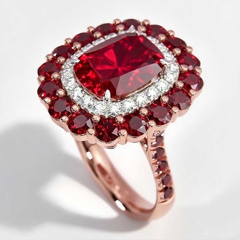 Sotiya Cathedral Double Halo Cushion Cut Engagement Ring Sterling Silver-Sotiya