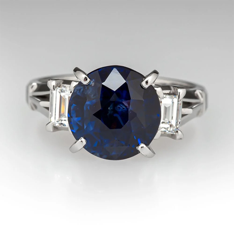 Sotiya Vintage Three Stone Round Cut Engagement Ring Sterling Silver-Sotiya