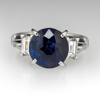 Sotiya Vintage Three Stone Round Cut Engagement Ring Sterling Silver-Sotiya