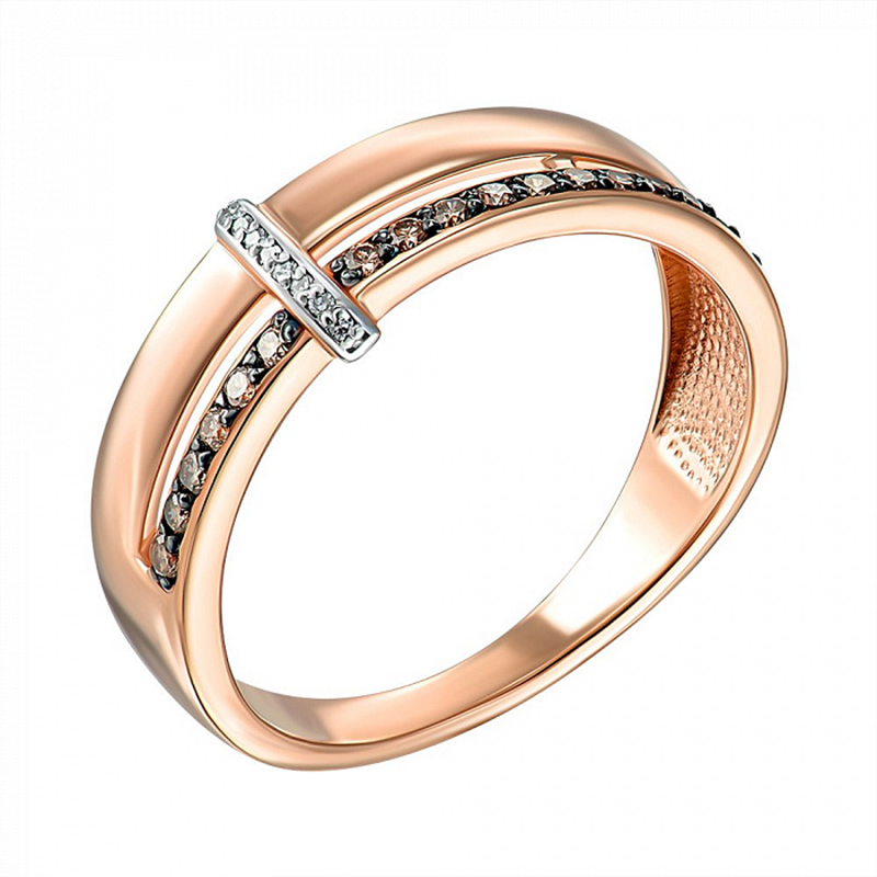 Sotiya Cross Round Cut Coffee Women's Wedding Ring Sterling Silver-Sotiya