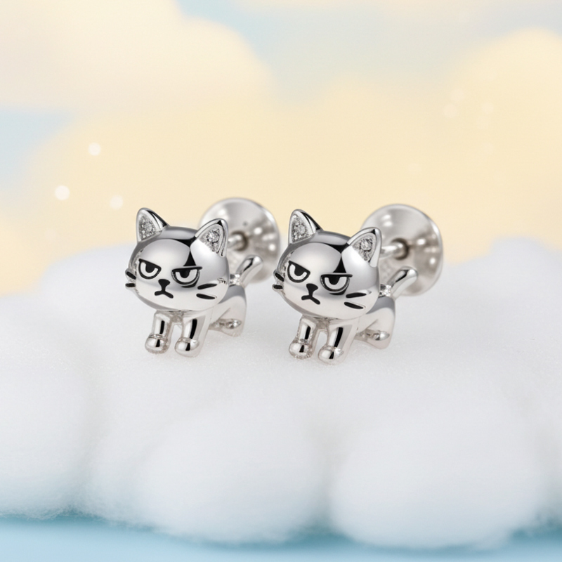 Sotiya Grumpy Cat Stud Earrings-Sotiya