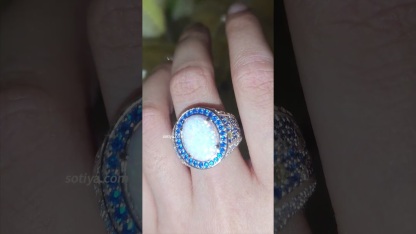 Sotiya Artist Collection Famous Painting Starry Night Opal Engagement Ring Sterling Silver