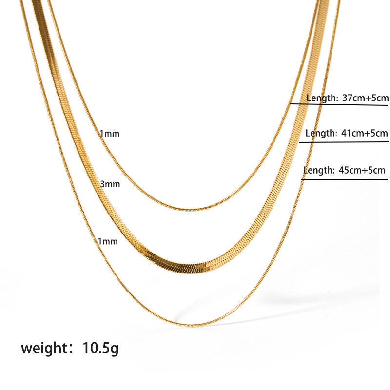 Sotiya Three-layer Omega necklace Titanium steel with gold plating-Sotiya