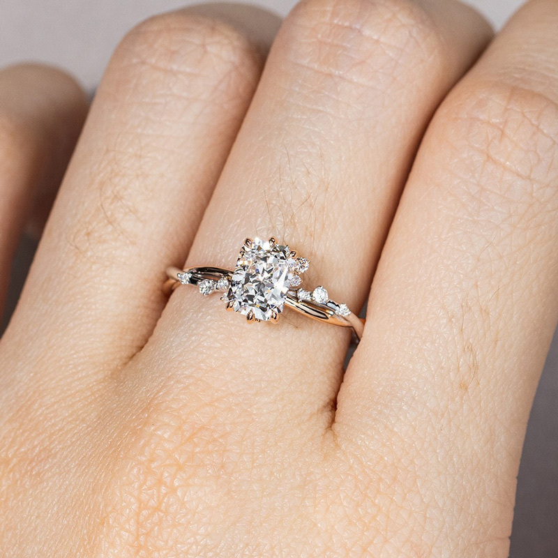 Sotiya Two Tone Twist Radiant Cut Engagement Ring Sterling Silver-Sotiya