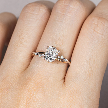 Sotiya Two Tone Twist Radiant Cut Engagement Ring Sterling Silver-Sotiya