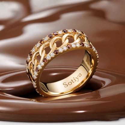 Sotiya Chain Link Coffee Women's Wedding Ring Sterling Silver-Sotiya