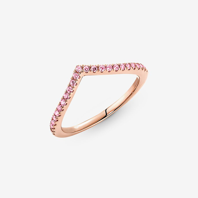 Sotiya V Shape Pink Stackable Women's Wedding Ring  Rose Gold Kellie Contour Band Sterling Silver-Sotiya