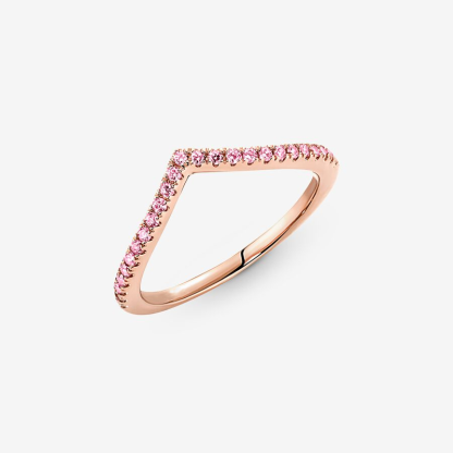 Sotiya V Shape Pink Stackable Women's Wedding Ring  Rose Gold Kellie Contour Band Sterling Silver-Sotiya