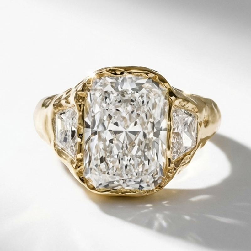 Sotiya Three Stone Radiant Cut Engagement Ring Sterling Silver-Sotiya