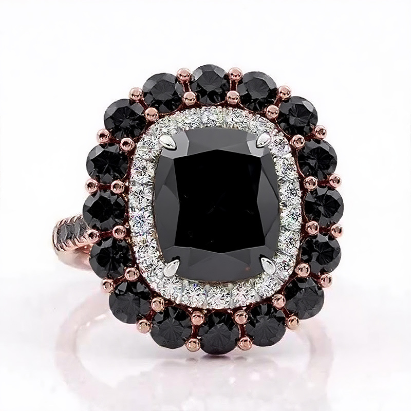 Sotiya Cathedral Double Halo Cushion Cut Engagement Ring Sterling Silver-Sotiya