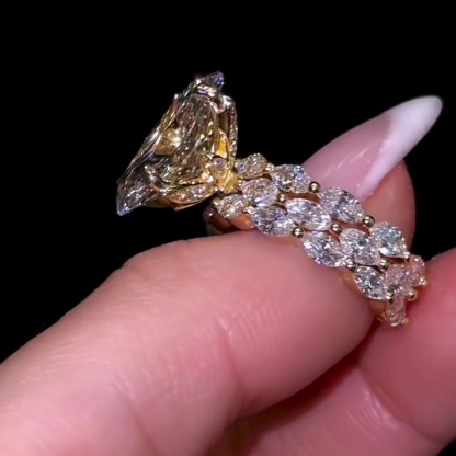 Sotiya 3PC Oval Cut Flower Prongs Wedding Bridal Ring Set Sterling Silver-Sotiya