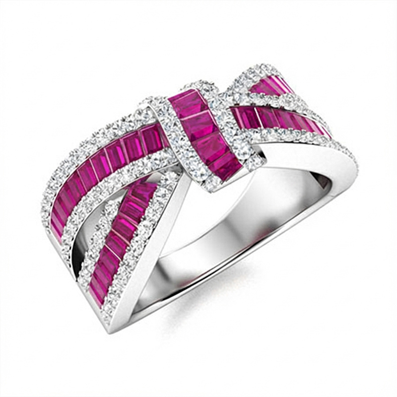 Sotiya Knot Design Emerald Cut Women's Wedding Ring Sterling Silver-Sotiya