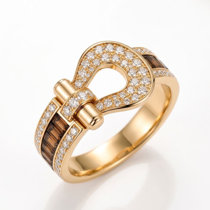 Sotiya Shackle Buckle Coffee Unisex Cocktail Ring Sterling Silver