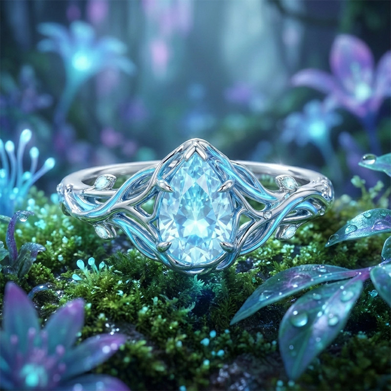 Sotiya Fluorescence Intertwined Pear Cut Engagement Ring Sterling Silver-Sotiya