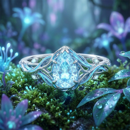 Sotiya Fluorescence Intertwined Pear Cut Engagement Ring Sterling Silver-Sotiya