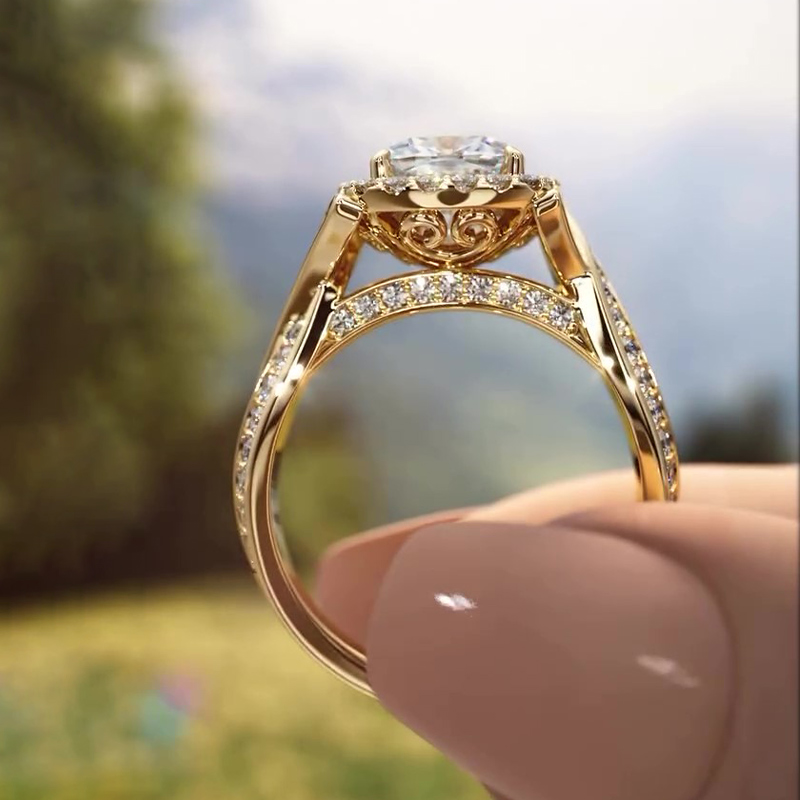 Sotiya Twist Halo Cathedral Cushion Cut Engagement Ring Sterling Silver-Sotiya