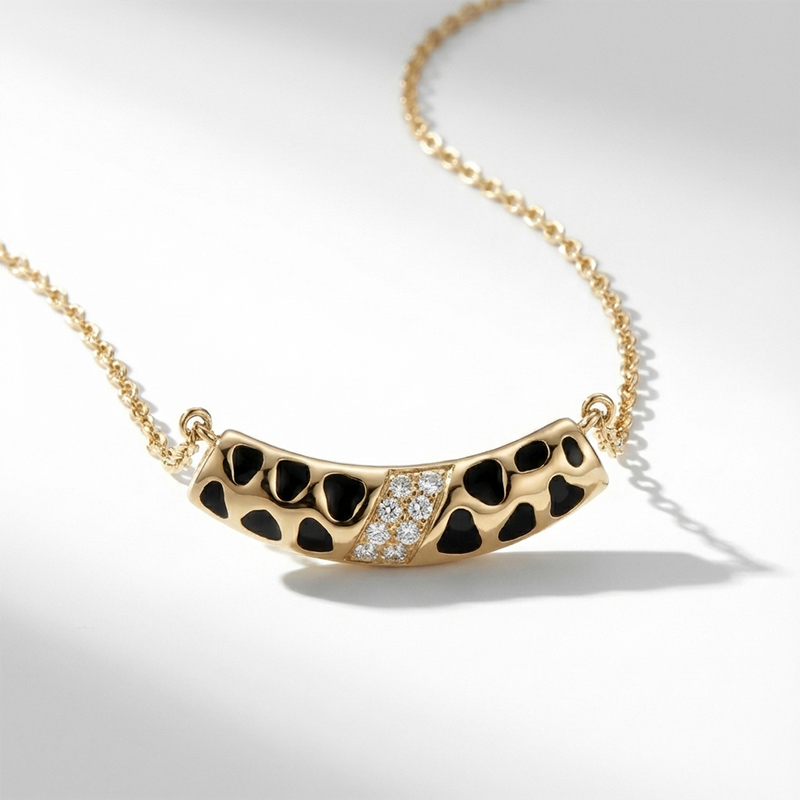 Sotiya Leopard Print Enamel Necklace Sterling Silver-Sotiya