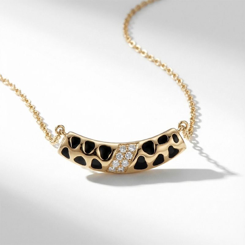 Sotiya Leopard Print Enamel Necklace Sterling Silver-Sotiya