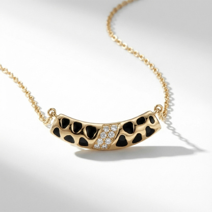 Sotiya Leopard Print Enamel Necklace Sterling Silver-Sotiya