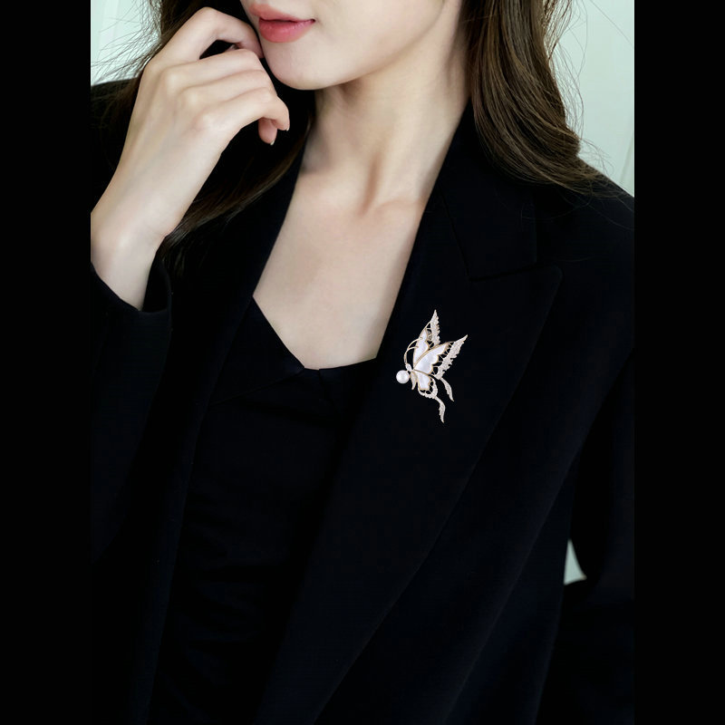 Sotiya Mother of Pearl/Abalone Shell Butterfly Brooch-Sotiya